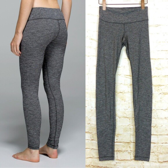 Lululemon Wunder Under Pant Women 4 Coco Pique Black Honeycomb Pattern Yoga Gym - Picture 1 of 15
